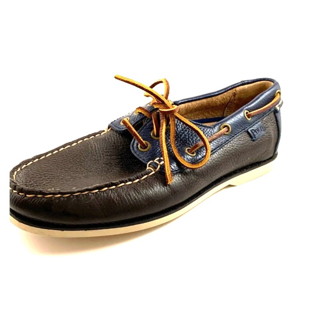 Polo Leather Loafers Brown/Blue Size 7.5